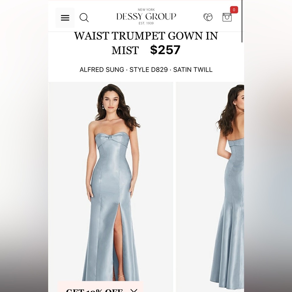 Alfred Sung D829 Bow Neck Bridesmaid Dress in Mist